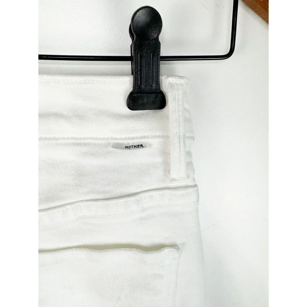 MOTHER Sz 24 The Insider Crop Step Fray Fairest White Straight Leg Jeans - Picture 8 of 11